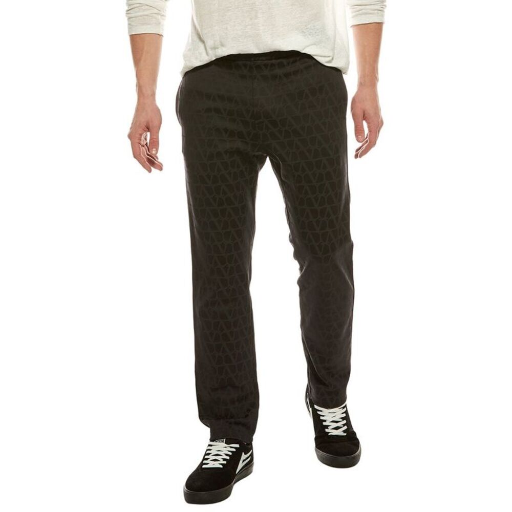 Valentino Mens  Print Pant, Black